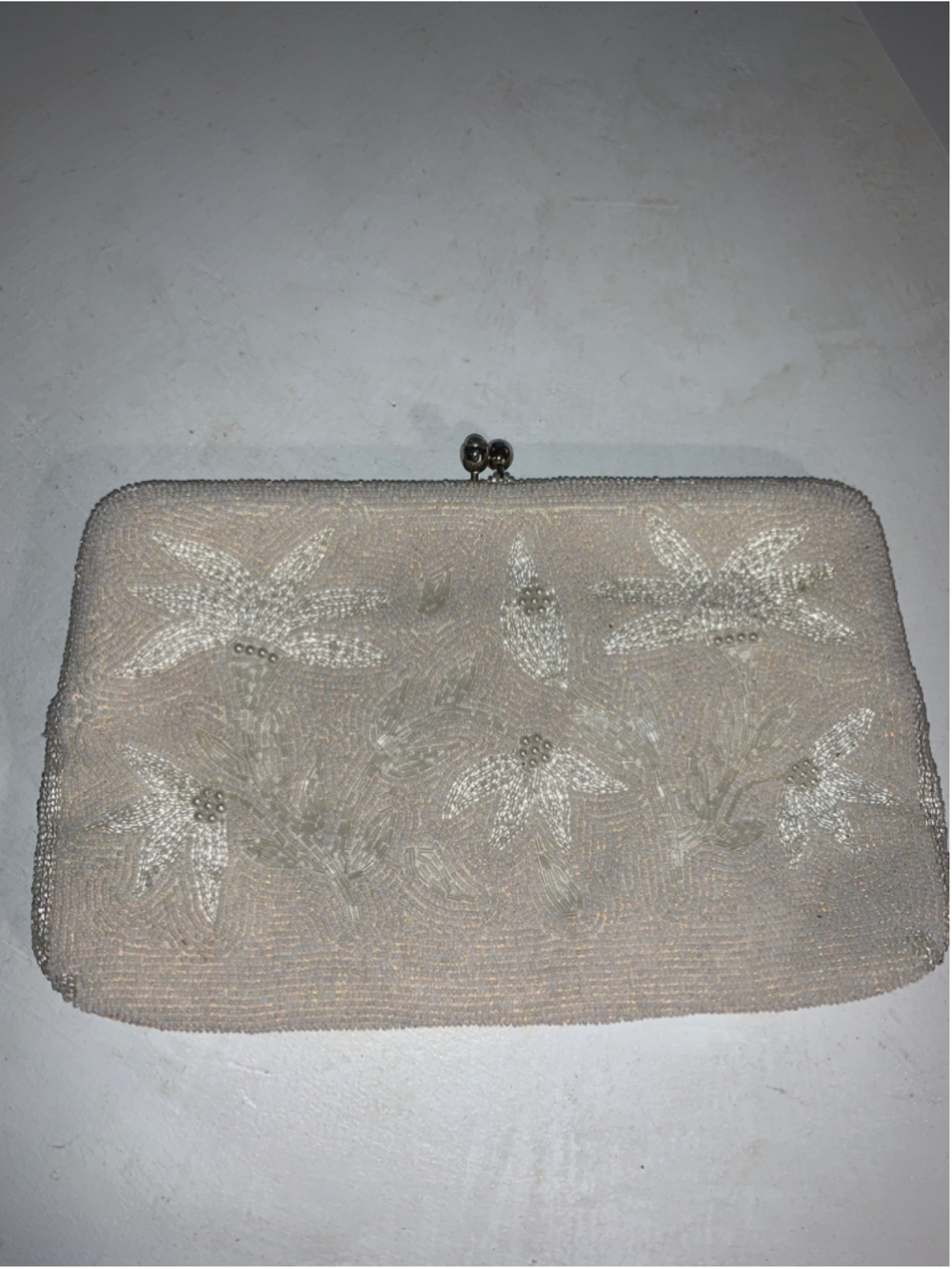 Women's Unbranded Beaded Floral Clutch One Size off White